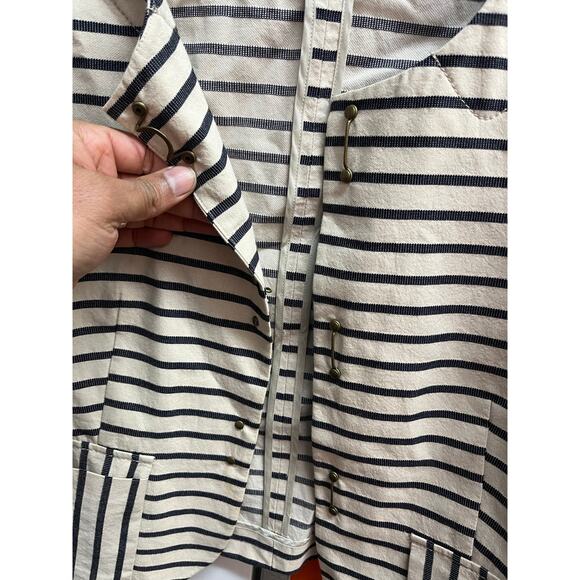 J. Crew -  Light-Weight Striped Belted Jacket. White&Navy/ 6 - Picture 5 of 7